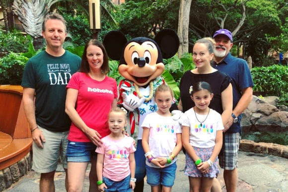 Bowman and Cellura families at breakfast with Mickey