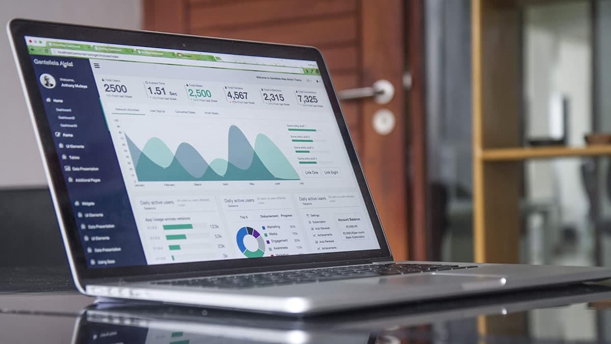 Analytics charts on a laptop