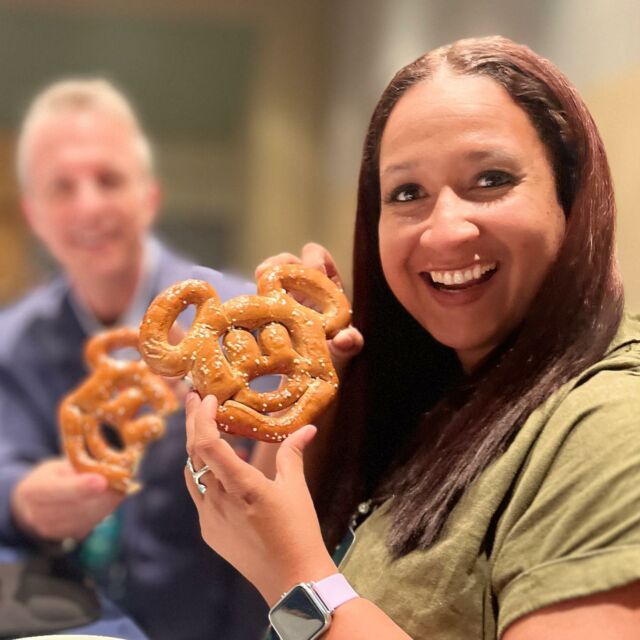 Co-founder @halfcrazymama couldn’t be here today. We all had Mickey pretzels in her honor on #nationalpretzelday! #flockpresents